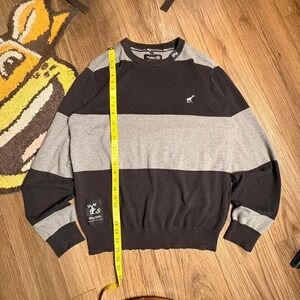 90s LRG grey + black striped crewneck sweatshirt (0138)